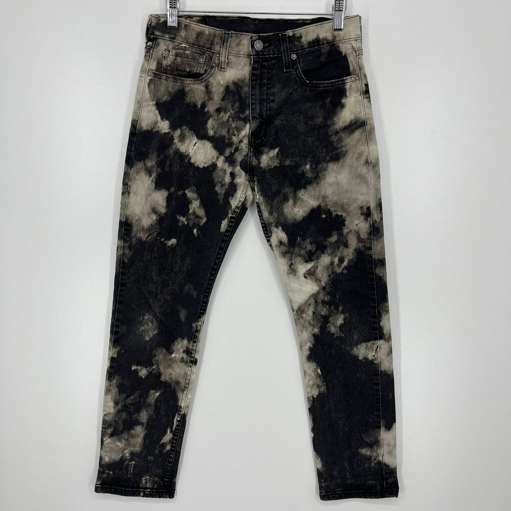 Levis 502 Taper Mens Jeans Black White Acid Wash Tie Dye 29507-0001 W29 L30